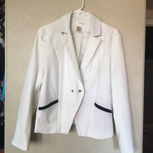 White blazer with black trim
